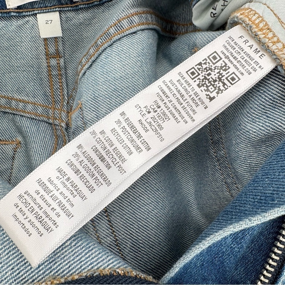 Frame Le Jane Crop Angled Zipper Jeans Size 27 Rhode Wash High Rise Distressed - Picture 11 of 11